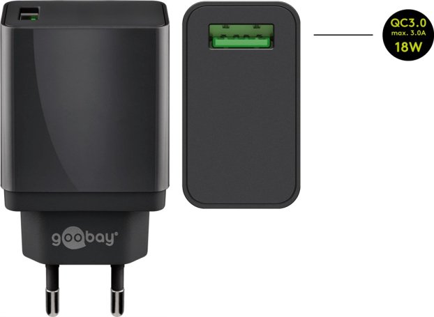 Incarcator de retea Goobay USB QC3.0, 18W, negru